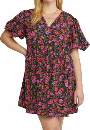 Entro Floral Lined Dress In Black