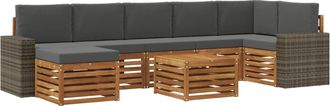 vidaXL Conjunto De Sof&aacute;s De Exterior 8 Uds. Natural Y Antracita Vidaxl
