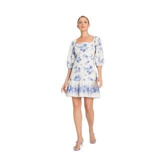 Twinset Kleedjes, Dames, Veelkleurig, M, Linnen, Korte Bloemen Linnen Jurk