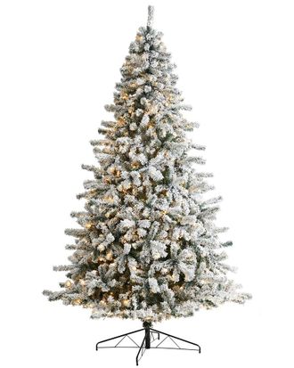 Nearly Natural 10ft Flocked Rock Springs Spruce Christmas Tree
