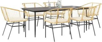 vidaXL Juego De Comedor De Jard&iacute;n 7 Pzas Con Cojines Rat&aacute;n Pe Marr&oacute;n Vidaxl