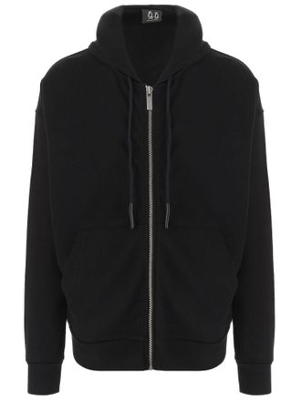44 Label Group Black Cotton Zip-Up Logo Hoodie