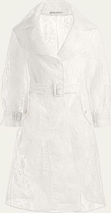 Alice & Olivia Nevada Embroidered Sheer Trench Coat