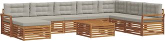 vidaXL Conjunto De Sof&aacute;s De Exterior 9 Uds. Gris Natural Y Claro Vidaxl