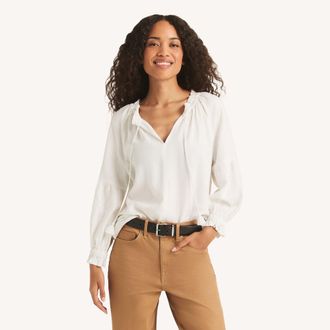 Nautica Womens Linen Poet Shirt