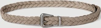 Brunello Cucinelli Braided leather belt with monili in Light Grey at Nordstrom, Size Xx-Small