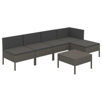 vidaXL 6 Pcs Garden Lounge Set Con Coj&iacute;n Mimbre Pe Gray