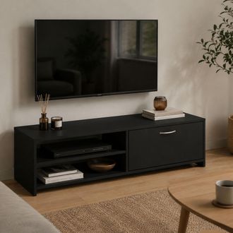 Dmora Mueble Para Tv Dmora Lihamo, Un Caj&oacute;n, 2 Estantes, 2 Compartimentos, 120x39x31h Cm, Negro