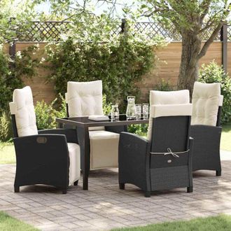 vidaXL Vidaxl - Conjunto De Comedor De Jard&iacute;n 5 Pcs Negro Rat&aacute;n Sint&eacute;tico