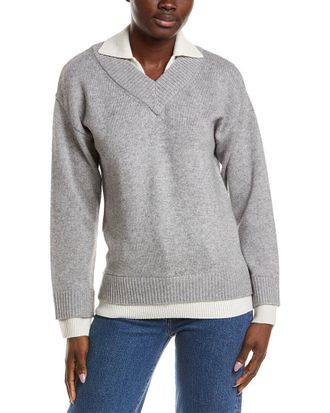 Naadam Premium Wool & Cashmere-Blend Layered Polo Sweater