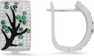 Queen Jewels Tree Of Life Hoop Earrings in Silver at Nordstrom Rack