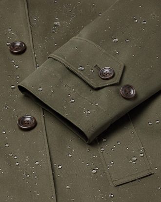 CHARLES TYRWHITT Showerproof RainCotton coat - Olive Green Size 36R by Charles Tyrwhitt