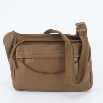 Prada Brown Leather Messenger Bag Shoulder Bag (Pre-Owned)