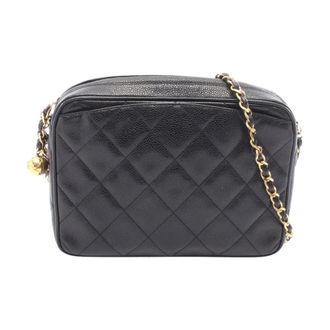 Chanel Pre-owned Vintage Quilted Camera Bag - Dames - Vintage Schoudertas - Zwart - ONE Size - Leer - Vintage