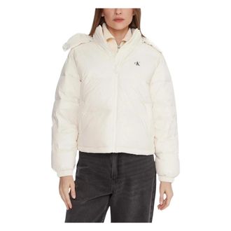 Calvin Klein Jeans Winter Jackets, female, White, Size: L Essential Midweight Puffer Jacket
