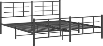 vidaXL Metal Bed Frame without Mattress with Footboard Black 200x200cm Vidaxl