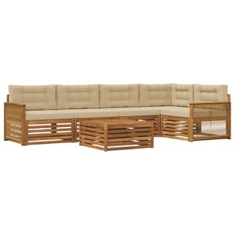 vidaXL Conjunto De Sof&aacute;s De Exterior Con Coj&iacute;n 6 Pcs Natural Y Beige Vidaxl