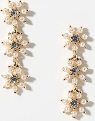 Simons Womens Pearly flower row earrings