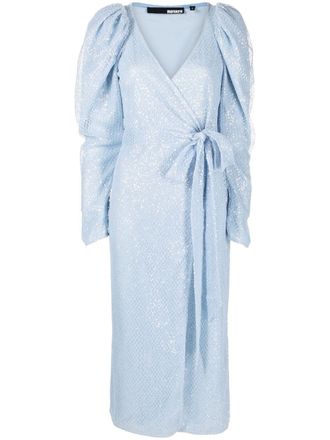Rotate sequin midi dress - women - Elastane/Polyester/Polyester/Polyurethane - 40 - Blue