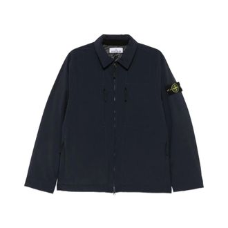Stone Island Soft Shell Gevoerde Jas - Heren - Jassen - Blauw - Maat: S Poliester