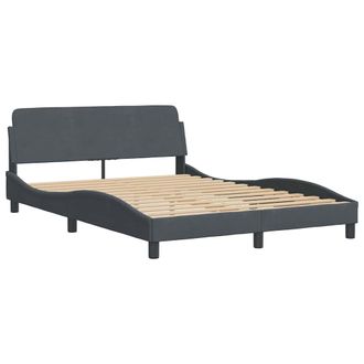vidaXL Vidaxl - Estructura De Cama Sin Colch&oacute;n Terciopelo Gris Oscuro 140x190cm