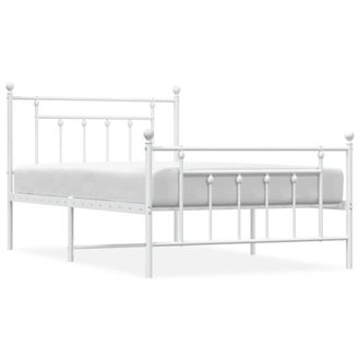 Berkfield Home Metal Bed Frame with Headboard & Footboard White 100x200 cm