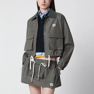 Miu Miu Water-repellent Tela Tec blouson in Forest green