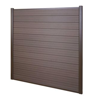 Hhg Hhg - Nunca Usado] Wpc Pantalla De Privacidad Sarthe, Valla Cortavientos, Postes De Aluminio, Elemento De Base, 1.90m Marr&oacute;n