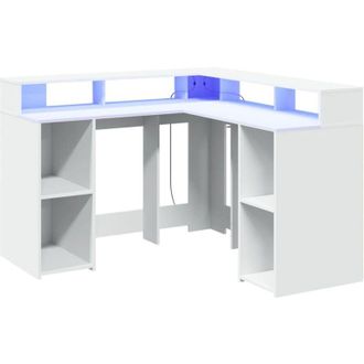 vidaXL Vidaxl - Escritorio Con Luz Led Madera Ingenier&iacute;a Blanco 130x130x91 Cm