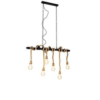 QAZQA Qazqa - Industrial L&aacute;mpara Colgante Inteligente Negra 6 Luces Con Wifi G95 - Plural Acero /cuerda Alargada /cil&iacute;ndra Adecuado Para Led Max. 6 X 4.9 Wa