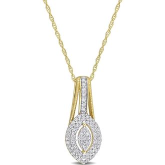 Delmar Diamond Double Halo Pendant Necklace - 0.24ct. in Gold at Nordstrom Rack