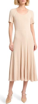 Misook Rib Midi Sweater Dress in Biscotti at Nordstrom, Size X-Large
