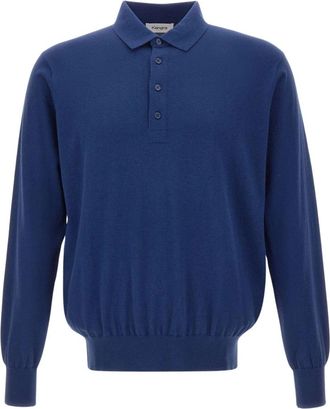 KANGRA Wol en katoen polo - Heren - Polos - Blauw - L - Katoen - Tops