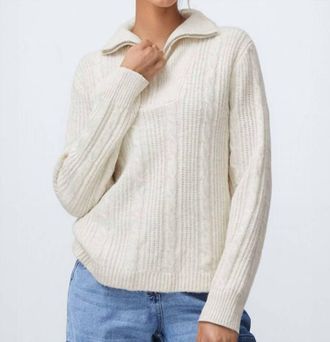 b.young Nopa 1/2 Zip Sweater In Off White