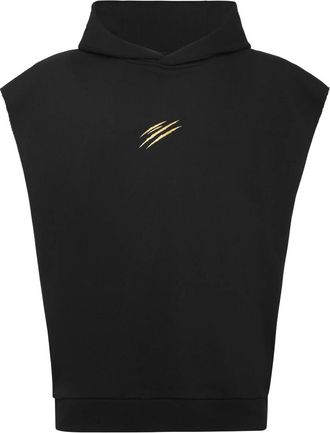 Plein Sport Tanktop Hoodie Label - Heren - Sportshirts - Zwart - 5XL - Katoen - Fitness