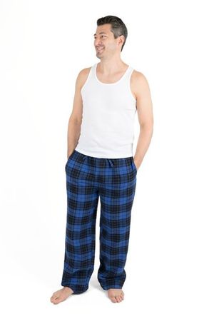 Leveret Mens Cotton Flannel Holiday Pajama Pants in Plaid Black & Navy at Nordstrom, Size Xxx-Large