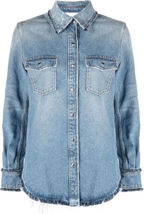 Chlo&eacute; Blauw Denim Overhemd met Franjes - Dames - Spijkeroverhemden - Blauw - S - Denim - Overhemden