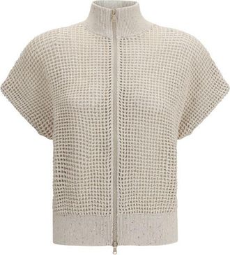 Brunello Cucinelli Beige Cotton Womens Cardigan
