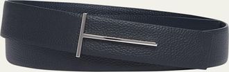 Tom Ford Mens Grained Leather T-Buckle Belt