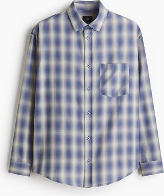 H&M Relaxed Fit Shirt in Light Blue/checked at Nordstrom, Size Xxx-Large