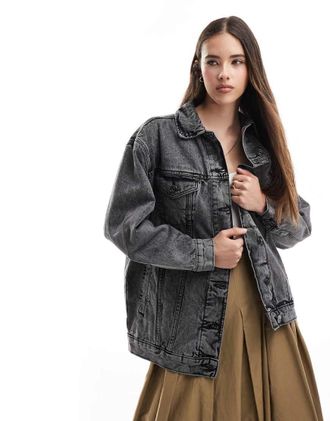Brave Soul Giacca di jeans oversize grigia-Grigio