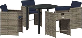 vidaXL Conjunto De Comedor De Jard&iacute;n Con Coj&iacute;n 5 Pcs Gris Polirat&aacute;n Vidaxl