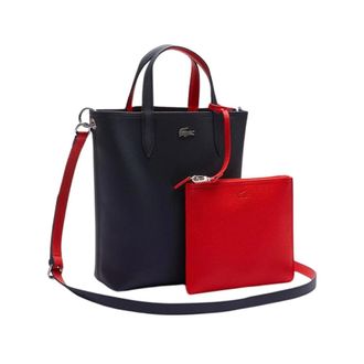 Lacoste Tote Bags, female, Blue, Size: ONE SIZE Double Face Tote Bag with Removable Pouch