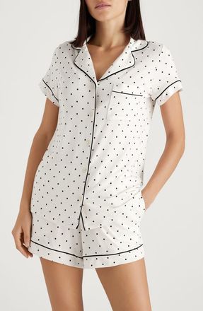 Tommy John Short Sleeve Top & Short Pajama set in Dot Coconut Milk at Nordstrom, Size Large
