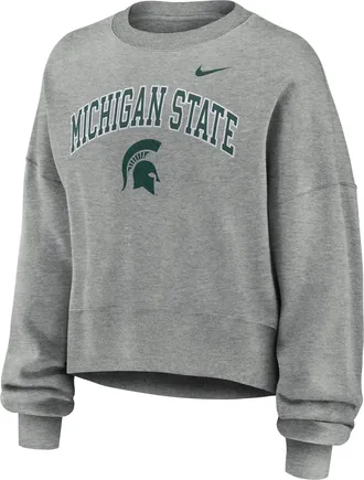 Nike Michigan State Phoenix Arch Nike Womens College Pullover Crew in Grey | 01D706GMST-Y48