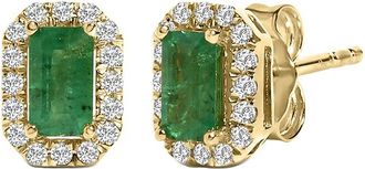 House of Brilliance Haus Of Brilliance Colorful Gemstones 14K 0.84 Ct. Tw. Diamond & Emerald Stud Earrings