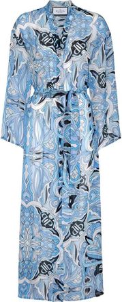 Philipp Plein Chiffon Seta Kaftan - Dames - Kimonos - Blauw - XS - Chiffon - Overhemden