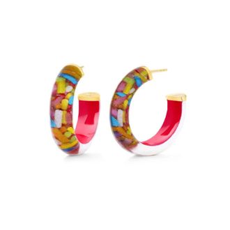 Gold & Honey Womens Sprinkles Illusion Hoop Earrings In Multicolor