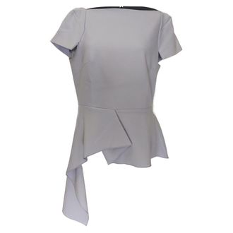 Roland Mouret Newhall Draped Peplum Top in Purple Polyester