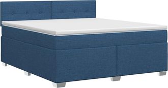 vidaXL Cama Box Spring Con Colch&oacute;n Con Cabecera Azul 140 X 190 Cm Tela Vidaxl